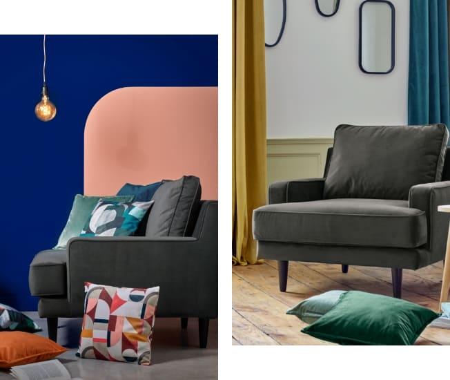 Quels plaid et coussins choisir pour un canapé au style graphique et moderne ? | Blog Camif