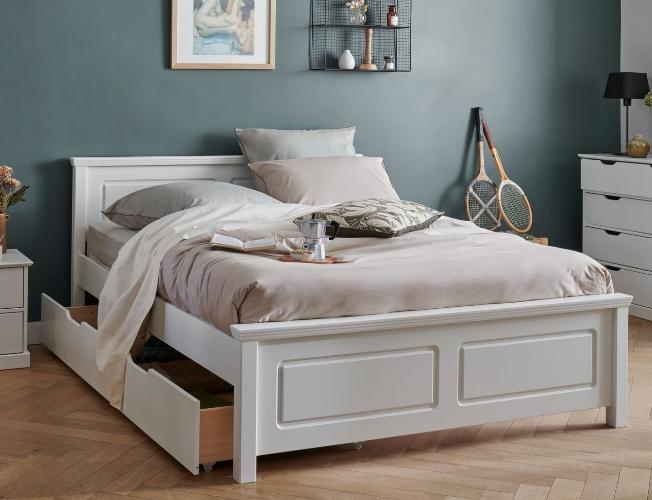 Lit rangement bois blanc classique Théa | Blog Camif